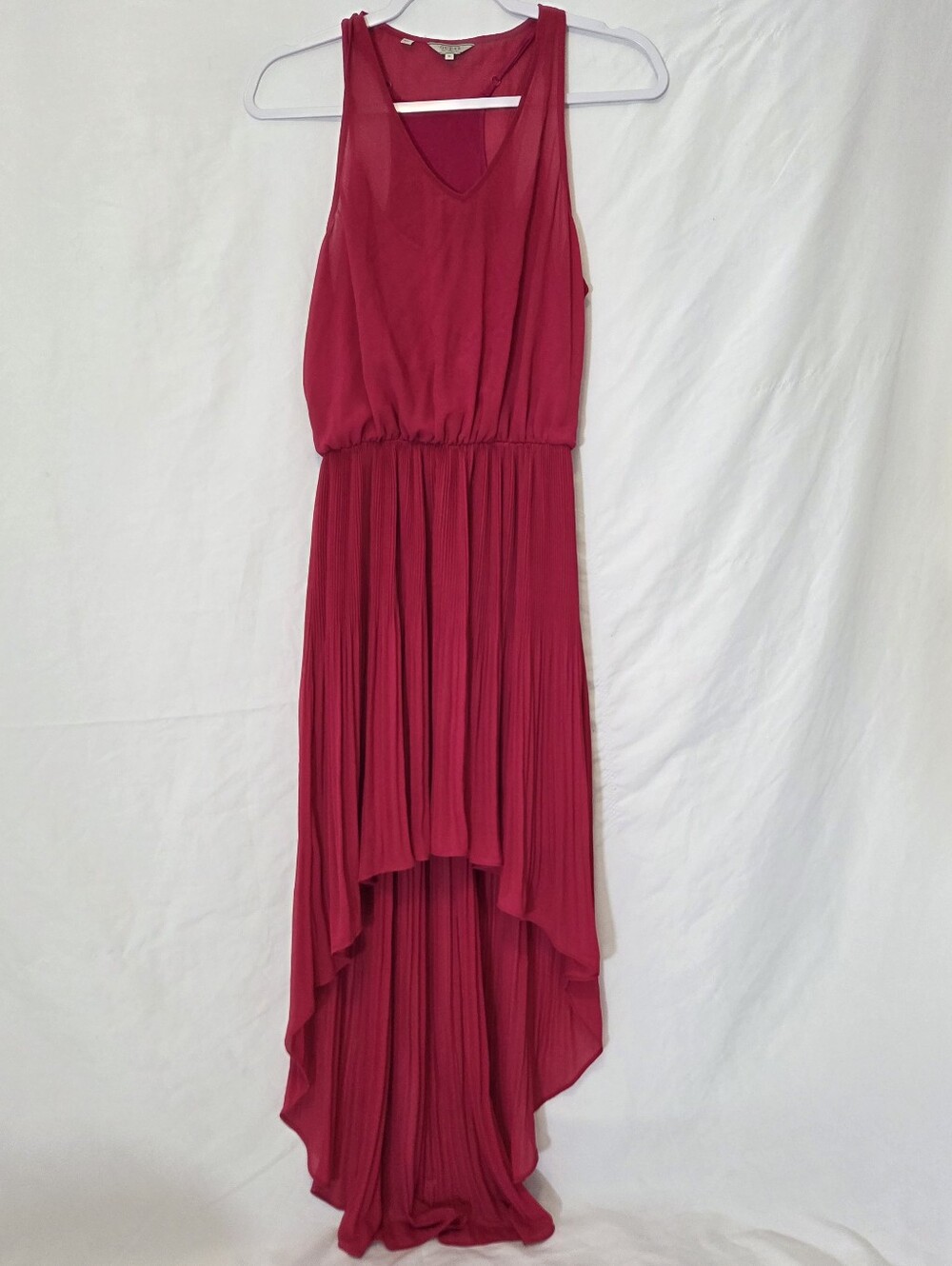 Guess Women’s Pink High-Low Pleated Sleeveless Dress